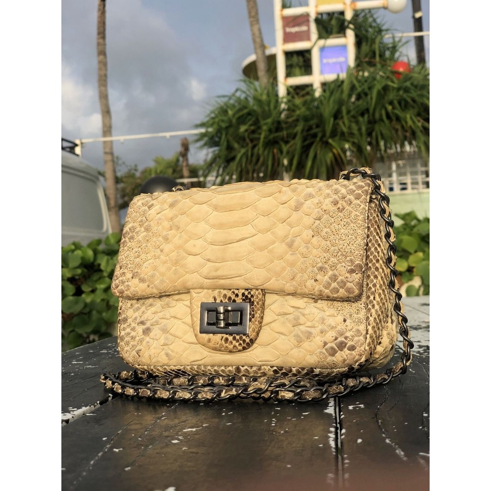 Flap Python Snake Genuine Leather Shoulder/Crossbody Casual Bag